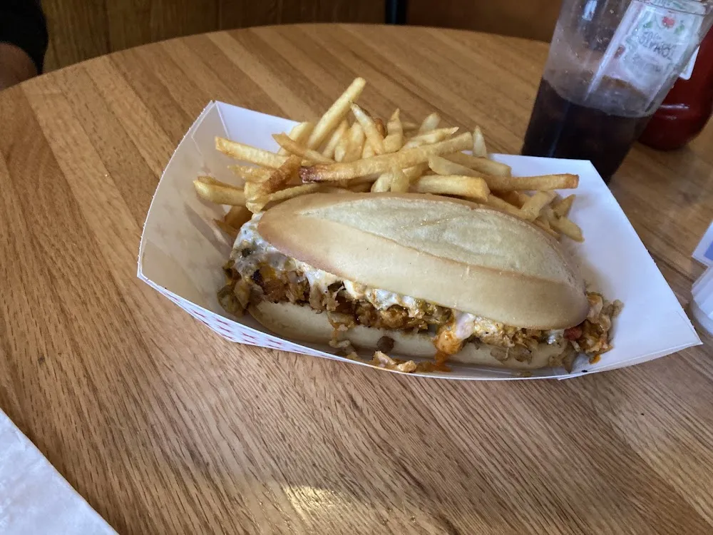 Buffalo Chicken Sandwich and Fries